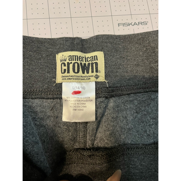 Girls American Crown Sweatpants L Gray Pink Support the Cure - Picture 1 of 3